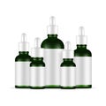 Green Dropper Bottles With Blank Labels, Various Sizes