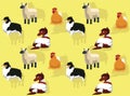 Farm Animal Chicken Horse Sheep Dog Seamless Wallpaper Background