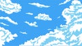 Cartoon sky vector day landscape anime style clouds, background design. Royalty Free Stock Photo
