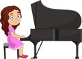 Cartoon little girl playing piano Royalty Free Stock Photo