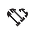 Initial three letter heart outline logo vector Royalty Free Stock Photo