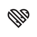 Initial three letter heart outline logo vector Royalty Free Stock Photo