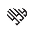 Initial three letter yyy heart outline logo vector Royalty Free Stock Photo