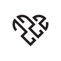 Initial three letter zzz heart outline logo vector Royalty Free Stock Photo