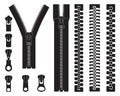 Set of different zippers black symbols