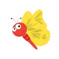 Cartoon butterfly illustration. Cute smiling character for childish design Royalty Free Stock Photo