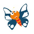 Cartoon butterfly illustration. Cute smiling character for childish design Royalty Free Stock Photo