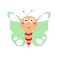 Cartoon butterfly illustration. Cute smiling character for childish design Royalty Free Stock Photo