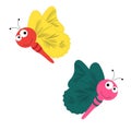 Cartoon butterfly illustration. Cute smiling character for childish design Royalty Free Stock Photo