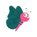Cartoon butterfly illustration. Cute smiling character for childish design Royalty Free Stock Photo