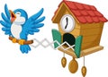 Cuckoo clock with blue bird chirping