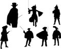 Musketeer silhouette, Musketeer silhouette Set, Royalty Free Stock Photo