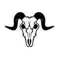 Mountain goat skull with black horns vector