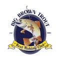 Brown trout vector illustration fishing club logo design Royalty Free Stock Photo