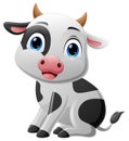 Cute baby cow cartoon on white background Royalty Free Stock Photo