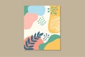 Abstract terrazzo style background set with pastel color hand drawn geometric and brush shapes