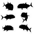 giant trevally silhouette vector Royalty Free Stock Photo