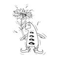 cool and artistic doodle sunflower alien minion monster Royalty Free Stock Photo