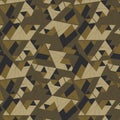 Geometric camouflage texture seamless pattern. Abstract modern military camo endless background.