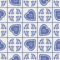 Seamless patchwork pattern with collection hearts and flowers in vintage patchwork style. Royalty Free Stock Photo