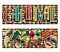 Carnival Venice mask invitation banners in art deco style