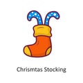 Chrismtas Stocking vector Fill outline Icon Design illustration. Holiday Symbol on White background EPS 10 File