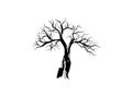 dead tree vector illustration. withered tree hand drawing.