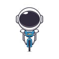 Cute astronaut mascot cartoon character ride on bicycle.