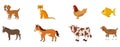 Farm set with animals, pets isolated on a white background vector illustration. Royalty Free Stock Photo