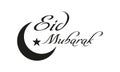 Ramadan, Eid Mubarak, Black Handwritten Text With Moon and Star