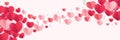 Red, rose pink and white hearts border isolated on transparent background. Royalty Free Stock Photo