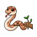 Cute daboia russelii snake cartoon on tree branch Royalty Free Stock Photo