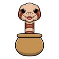 Cute copperhead snake cartoon inside the sack Royalty Free Stock Photo