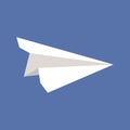 Paper airplane icon on blue background. White paper plane, Message sending, mail concept for website chatting, mobile app, ui. Royalty Free Stock Photo