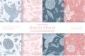 hand drawn beautiful rustic floral pattern seamless pack