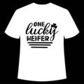 One lucky heifer shirt print template, typography design for Irish day, teacher day, woman day