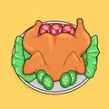 Chicken on the plate illustration