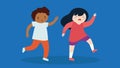 cute little kids in dance pose vector illustration