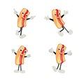 Hot Dog Cartoon mascot character, Posters, menus, brochures, web, and icon fast food Royalty Free Stock Photo