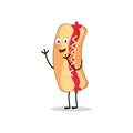 Hot Dog Cartoon mascot character, Posters, menus, brochures, web, and icon fast food Royalty Free Stock Photo