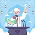 islamic lessons with ustadz or Islamic lessons character illustration Royalty Free Stock Photo