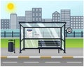 Cityscape Bus Stop Illustration, Public Transport Bus Station