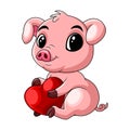 Cute baby pig cartoon sitting Royalty Free Stock Photo