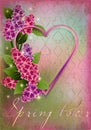 Spring Hearts Poker card with lilac flowers. vector