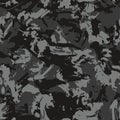 Grunge urban camouflage, Dirty black brush stroke hand draw camo, military seamless pattern. Vector