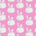 Bunny seamless pattern on pink backgrund
