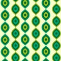 Mid century modern ogee ovals seamless pattern in mint green, lime green and emerald green on light background.