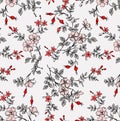 Elegant floral pattern in small pink and red flowers. Liberty style. Royalty Free Stock Photo