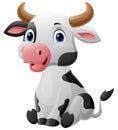 Cute baby cow cartoon sitting Royalty Free Stock Photo