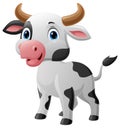 Cute baby cow cartoon on white background Royalty Free Stock Photo